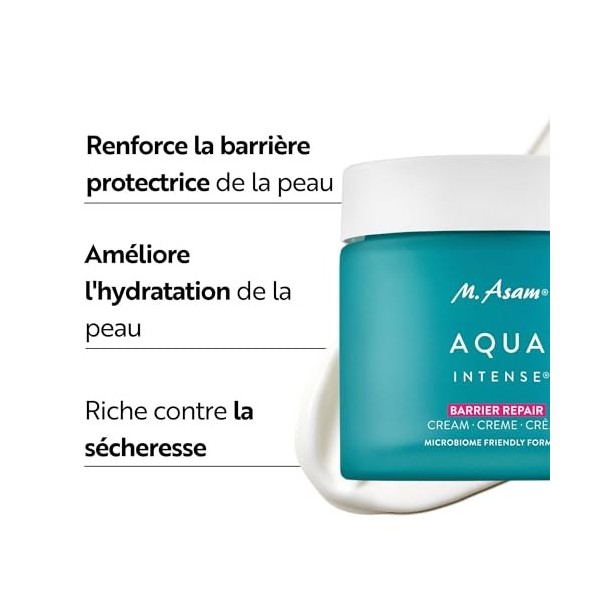 M. Asam AQUA INTENSE Barrier Repair Cream 50ml – Crème hydratante visage, Soin skincare avec acide hyaluronique & beurre de