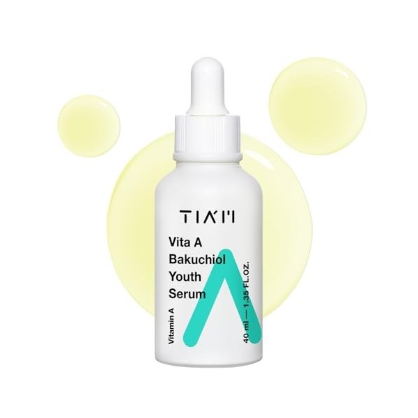 TIAM Vita A Bakuchiol Youth Sérum raffermissant intense pour le visage | Sérum éclaircissant à la vitamine A pour le visage |