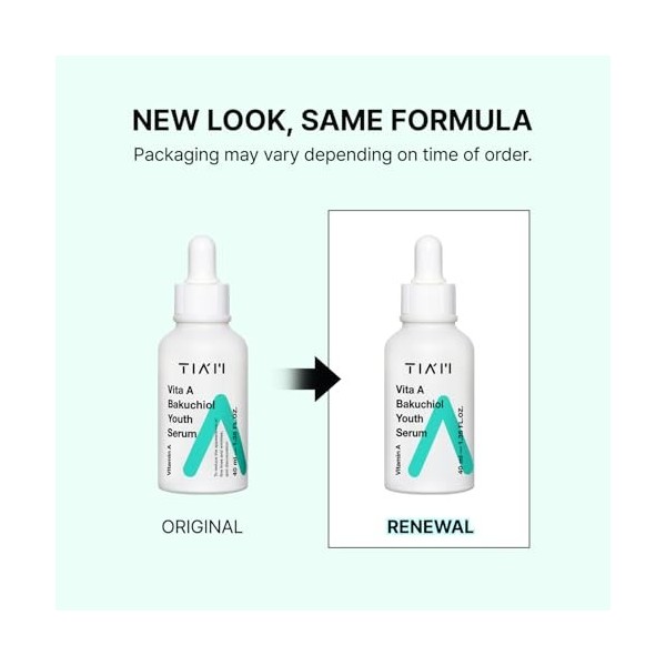TIAM Vita A Bakuchiol Youth Sérum raffermissant intense pour le visage | Sérum éclaircissant à la vitamine A pour le visage |