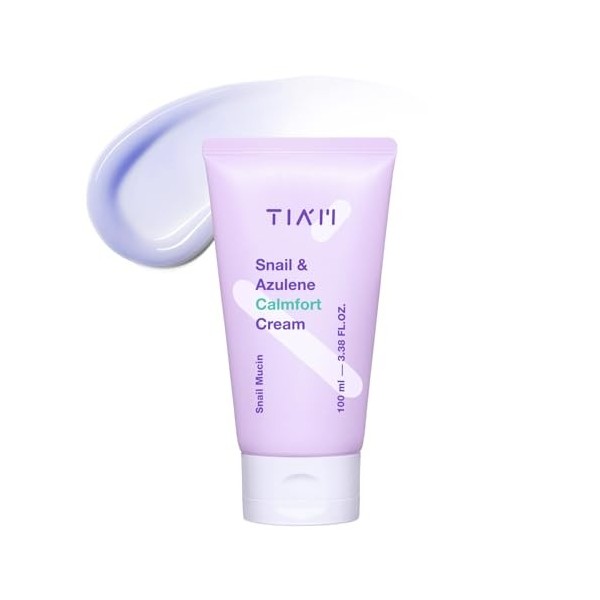 TIAM Snail & Azulene Calmfort Crème pour le visage 100 ml – Crème apaisante pour le visage à la bave descargot et à lazulè