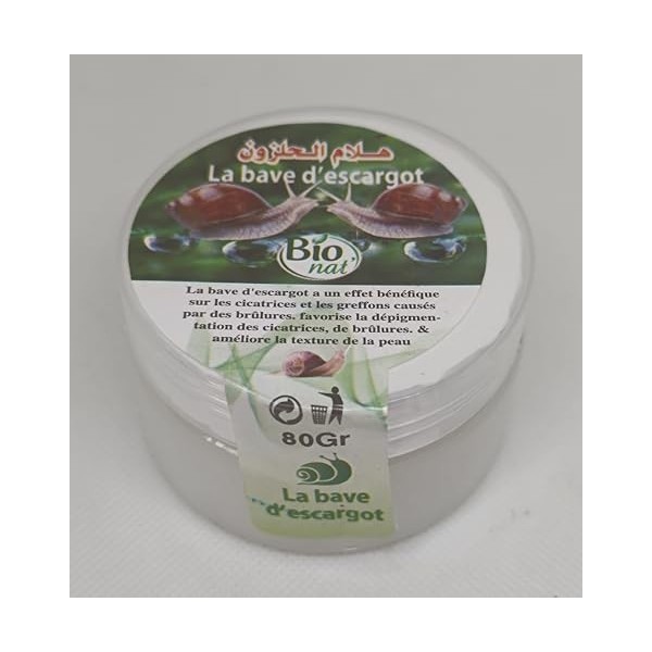 Crème à la Bave dEscargot Bio, Filtrée, Purifiée Soin de la Peau, 80 g