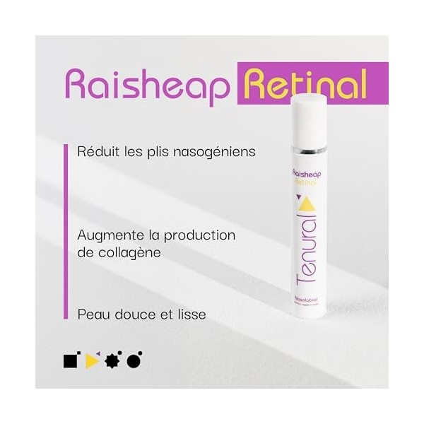 TENURAL Raisheap Retinal - Crème Anti-Âge Nasolabiale avec 2% de Rétinal Liposomé et Acide Hyaluronique - Comble les Rides, R
