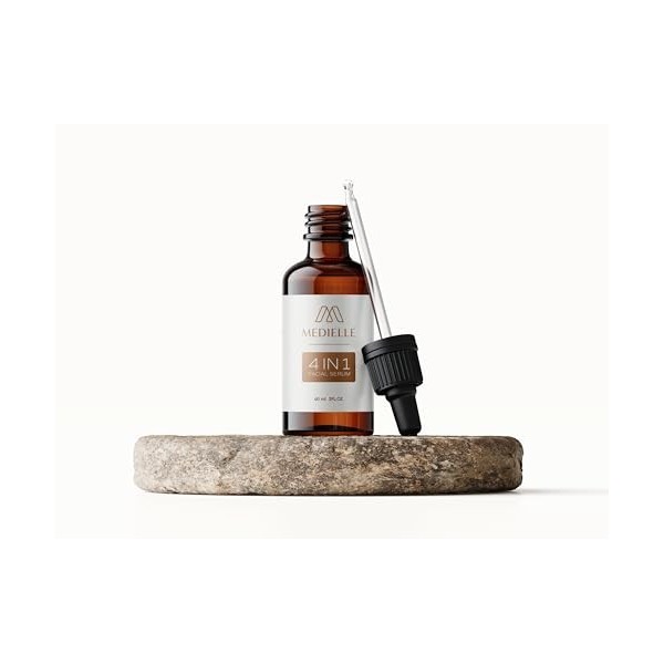 Medielle 4 en 1 Sérum facial, 60 ml, avec acide hyaluronique, vitamine C, vitamine E, niacinamide