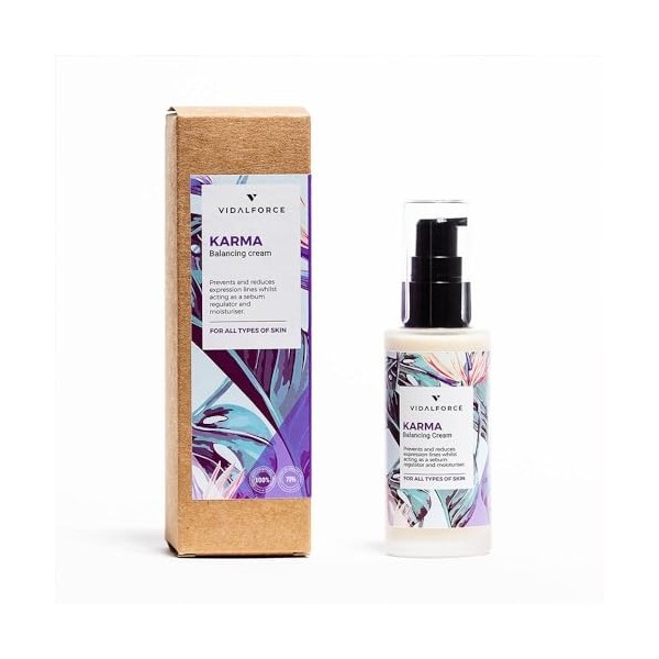 KARMA. Crème hydratante visage des femmes I Peau Mixte ou Grasse I avec 18 ingrédients actifs Naturels. Vitamine C Pure, Acid