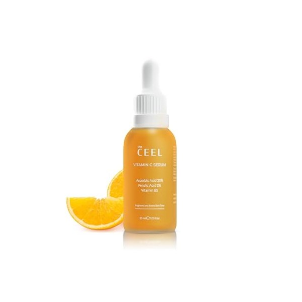 The Ceel Sérum Éclat à la Vitamine C pour le Visage - Sans Parabènes avec Acide Ascorbique, Acide Férulique & Vitamine B5 - S