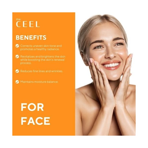 The Ceel Sérum Éclat à la Vitamine C pour le Visage - Sans Parabènes avec Acide Ascorbique, Acide Férulique & Vitamine B5 - S