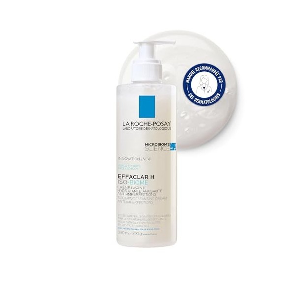La Roche-Posay, Effaclar H, Iso-Biome, Crème Lavante Anti-Imperfections, Hydrate & Apaise les peaux à tendance acnéique fragi...