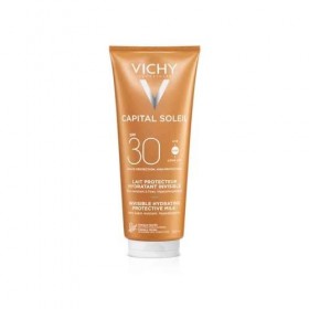 Vichy, Capital Soleil, Lait Solaire Hydratant SPF30, Visage et Corps, Résiste à lEau, Protection Très Large Spectre UVA et U