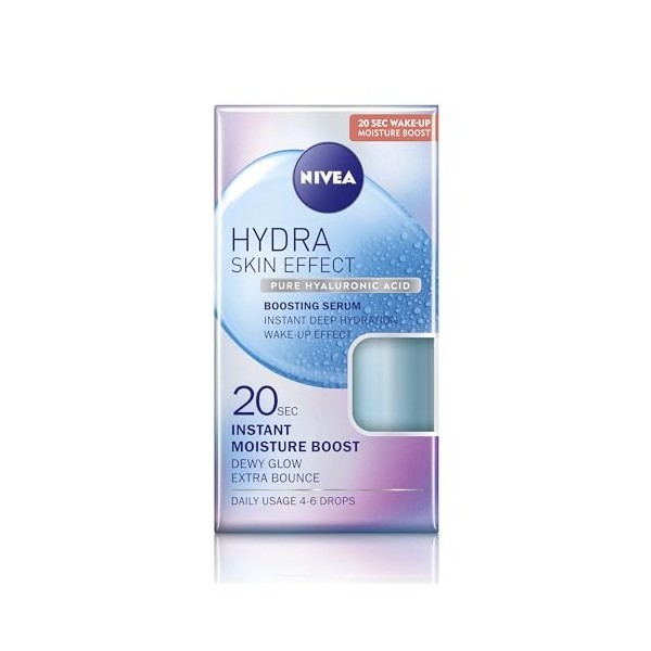 NIVEA Hydra Skin Effect Sérum à lacide hyaluronique 100 ml , sérum léger pour le visage fournit une hydratation intense 72 