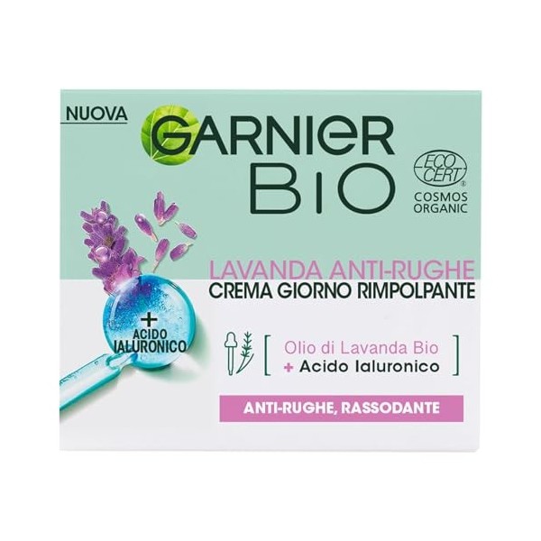 Garnier Vitamine, vitamine, soin hydratant bio anti-rides, soin du visage anti-âge avec lavande biologique, cosmétique nature