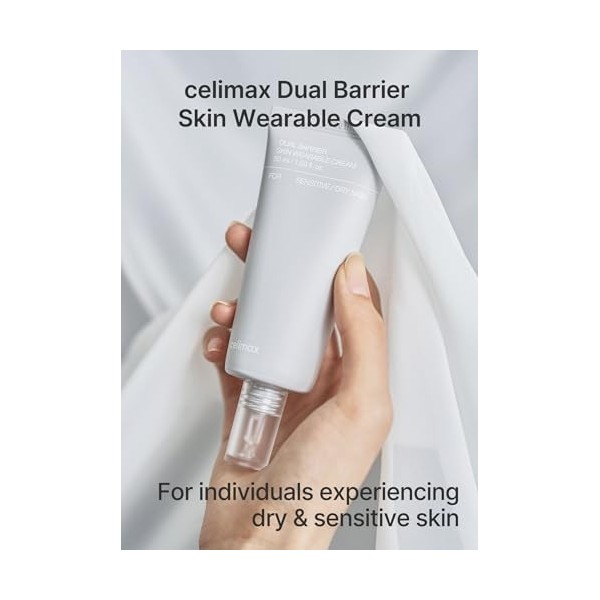 celimax Dual Barrier Crème portable pour la peau | Hydratante longue durée pour le visage avec céramides, acide hyaluronique,