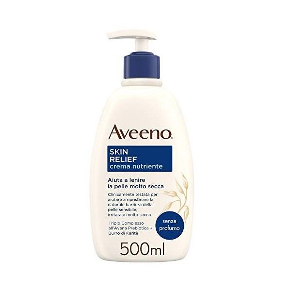 Aveeno Skin Relief - Crema Idratante Lenitiva Pelle Secca Irritata, 500ml