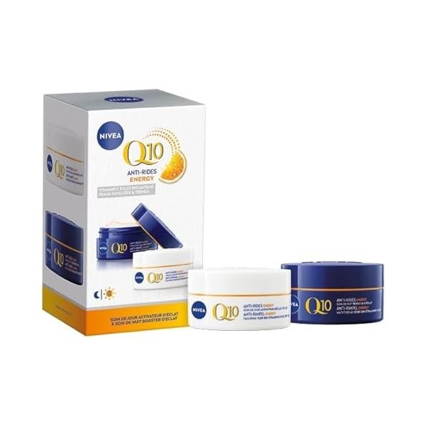 NIVEA Coffret Visage Q10 Energy 1 x 1 pce - Soins visage anti-rides - Routine crème hydratante visage et éclat à la Vitamin C...