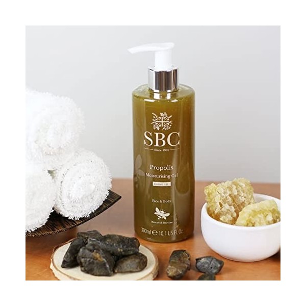 SBC Skincare - Gel hydratant pour le corps et le visage à la propolis - 300 ml - Effet hydratant - Aide à apaiser la peau sèc...