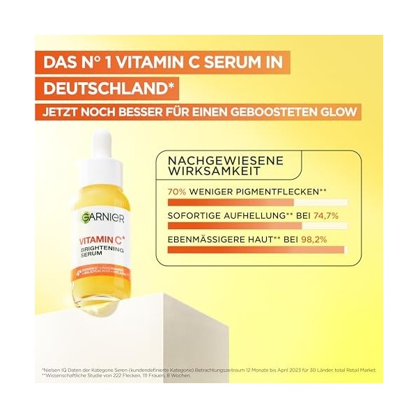 Garnier SkinActive - Coffret Routine Vitamine C - Sérum Anti-Taches Brunes + Fluide Anti-UV Quotidien Glow - Réduit les Tache