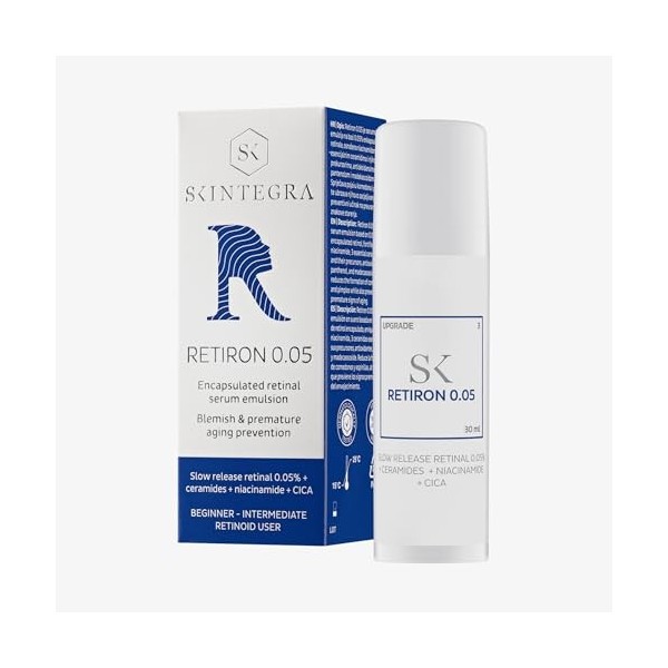 Skintegra Retiron 0.05 - Sérum anti-âge avec 0,05 % de rétinal, niacinamide & CICA, lissant & régénérant pour une peau rayonn