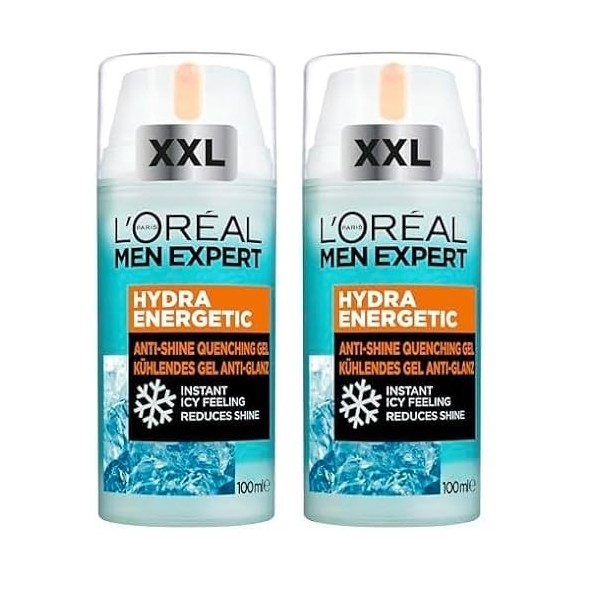 LOréal Men Expert Hydra Energetic Gel Hydratant Maxi Désaltérant 100ml Lot de 2 