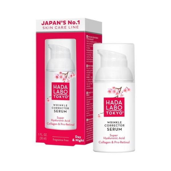 Hada Labo Tokyo Sérum anti-rides à lacide hyaluronique pour une hydratation intense - Soin anti-âge - 30 ml
