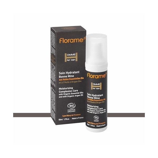 Florame Soin Hydratant Bonne Mine Homme 50 ml – Hydratation & Éclat du Teint – Peaux Fatiguées – Fabriqué en France