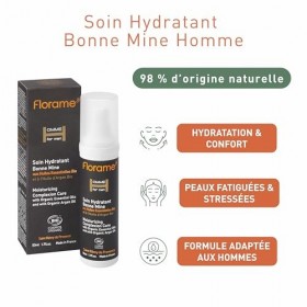 Florame Soin Hydratant Bonne Mine Homme 50 ml – Hydratation & Éclat du Teint – Peaux Fatiguées – Fabriqué en France