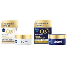 Lot NIVEA Q10 Soin de Jour Extra Nourrisant FPS15 1x50 ml +Soin de Nuit Extra Nourrisant 1x50 ml , Q10 pur & Huile dArgan