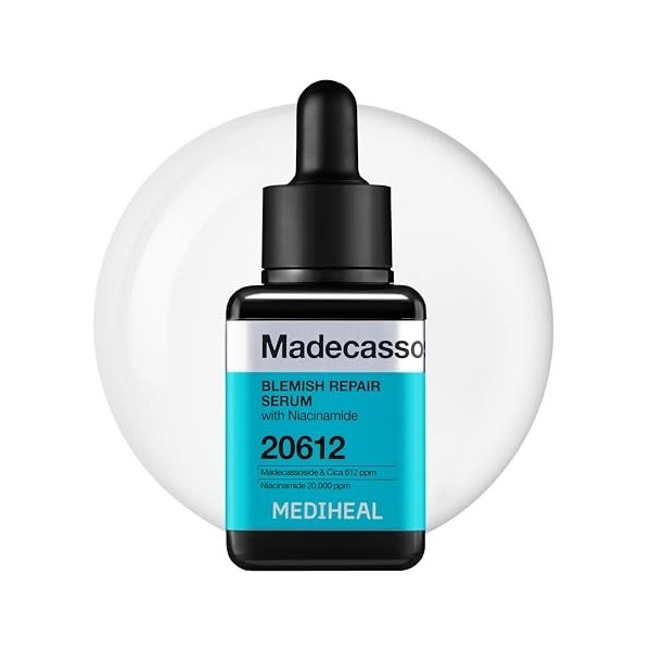 MEDIHEAL Madecassoside Sérum réparateur 30 ml Formule végétalienne Sérum coréen à la niacinamide Sérum hydratant pour le visa