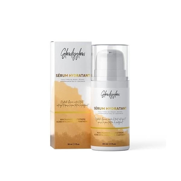 Sérum Hydratant Visage – Niacinamide, Glutathion, Acide Hyaluronique & Panthénol – 30 ml | Hydrate, Illumine, Uniformise le t