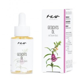 raw Kosmetik, Huile de sésame pour le visage - 30 ml - Avec huile bio pressée à froid - Idéale pour les peaux sèches et très 