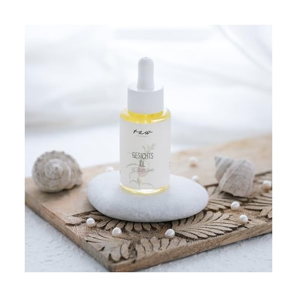 raw Kosmetik, Huile de sésame pour le visage - 30 ml - Avec huile bio pressée à froid - Idéale pour les peaux sèches et très