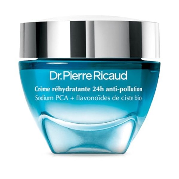 Dr Pierre Ricaud Crème Réhydratante 24h Anti-Pollution - Creme pour le Visage à la Molécule de Sodium PCA - Soin Réhydratant 