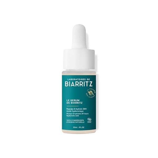 Laboratoires de Biarritz – Le Sérum de Biarritz – Repulpe, Lisse & Hydrate 24H – Formule Vegan – Certifié Bio – Visage, Conto