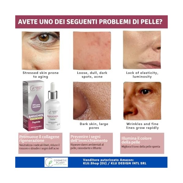 COSMETIC PLANT Sérum anti-âge Elixir 99 % pur BAKUCHIOL rétinol + acide hyaluronique + peptide Sérum anti-âge Effet booster