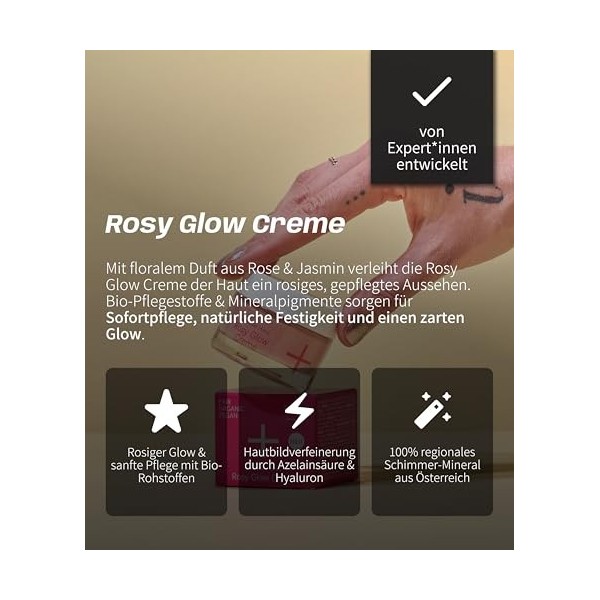 i+m Naturkosmetik i+m® Rosy Glow Cream 30 ml · Crème visage bio avec effet instantané · Glow Booster Rose Cream · Soin de jou