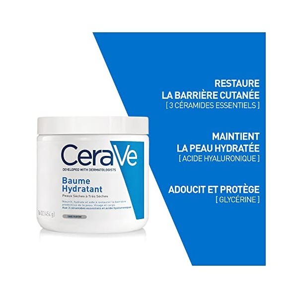 Baume Hydratant Baume Hydratant visage et corps pour les peaux sèches à très sèches 454g + mini Gel Moussant 88ml pour les pe