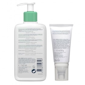 CeraVe - Routine Visage - Gel Moussant 562 ml + Crème Hydratante Visage SPF 30 52 ml - Nettoie, Hydrate & Protège des UV - So