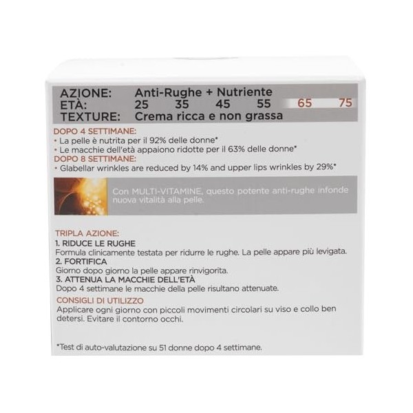 LOréal Paris Age Perfect 65+ Anti-Rides Crème Jour Soin Nourrissant Multi-Vitamines pour Peaux Matures - 2 Pots de 50ml