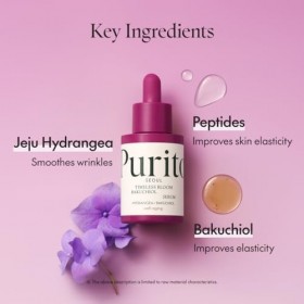 PURITO SEOUL Sérum temporel Bloom Bakuchiol Korean Jeju Hydrangea pour peau sensible, ampoule, réduction de ligne fine, sérum