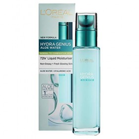 LORÉAL LOréal Paris Hydra Genius Eau dAloe, Hydratation Intense et Peau Éclatante, Convient aux Peaux Normales à Mixtes, E
