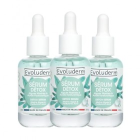 EVOLUDERM – Sérum Détox aux Algues Marines et Acide Hyaluronique - 30 ml - 98% d’Origine Naturelle - Végan - Fabrication Fran