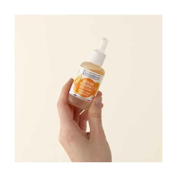 EVOLUDERM – Sérum Eclat à la Vitamine C - 30ml - 98% d’Origine Naturelle - Végan - Fabrication Française - Lot de 3 x 30 ml