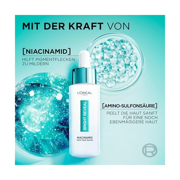 LOréal Paris Gel nettoyant anti-taches pigmentaires pour femme : clarifie la peau et affine les pores et assure un teint écl