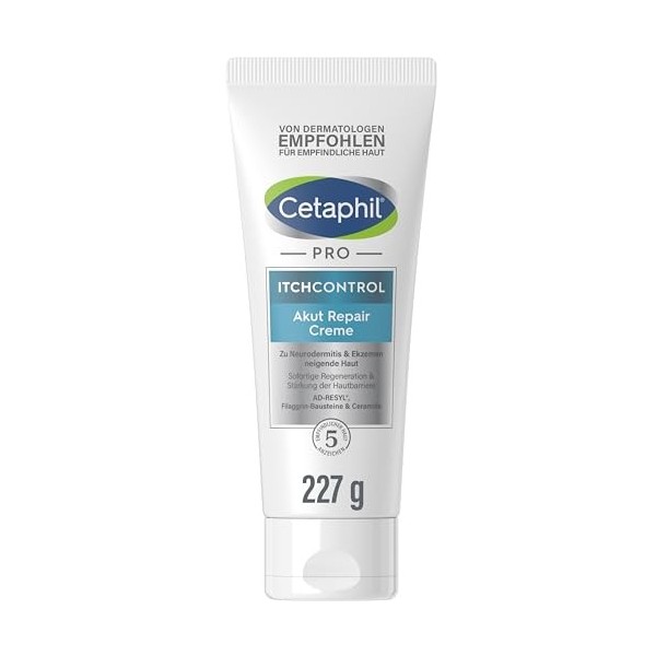 Cetaphil pro ItchControl Akut Repair Creme für zu Ekzemen und Neurodermitis neigende Haut, 227 g Crème