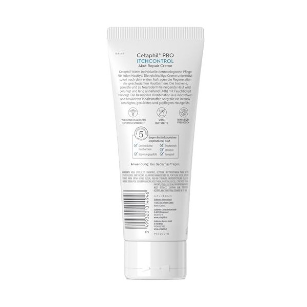 Cetaphil pro ItchControl Akut Repair Creme für zu Ekzemen und Neurodermitis neigende Haut, 227 g Crème