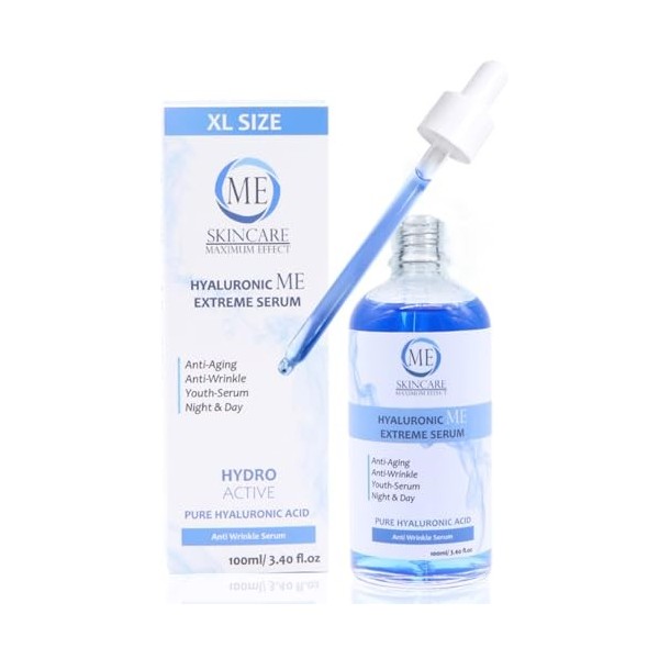 ME-Skincare ME Hyaluronic Extreme Serum XL 100ml - LE sérum à lacide hyaluronique avec un EFFET MAXIMUM ! Soin anti-âge pour