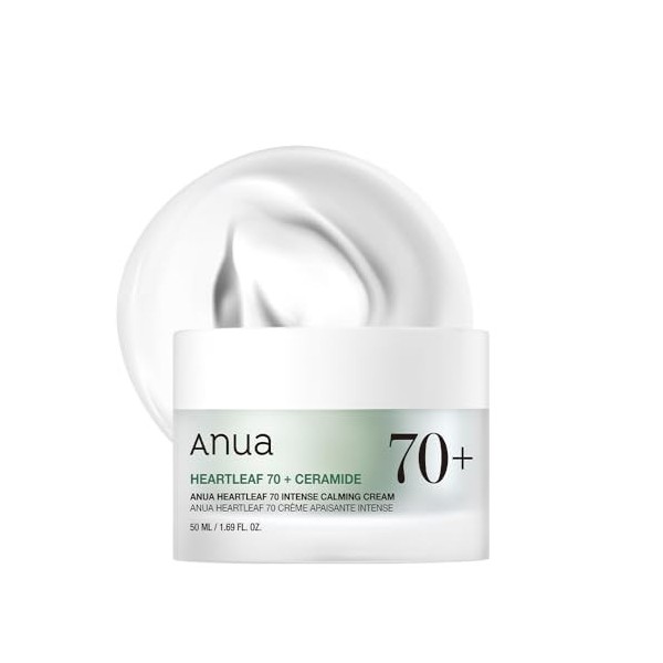 ANUA Heartleaf 70 Crème apaisante intense avec céramide, panthénol, extrait de Heartleaf, soins coréens pour la peau - 50 ml