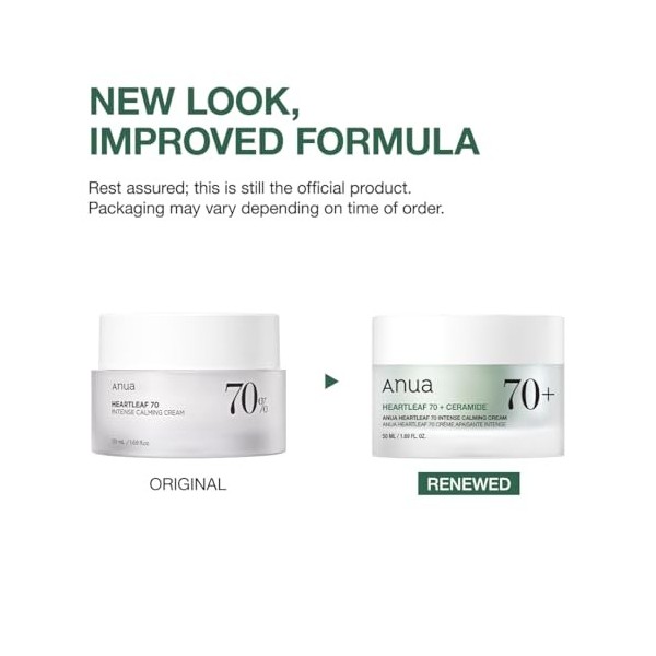 ANUA Heartleaf 70 Crème apaisante intense avec céramide, panthénol, extrait de Heartleaf, soins coréens pour la peau - 50 ml