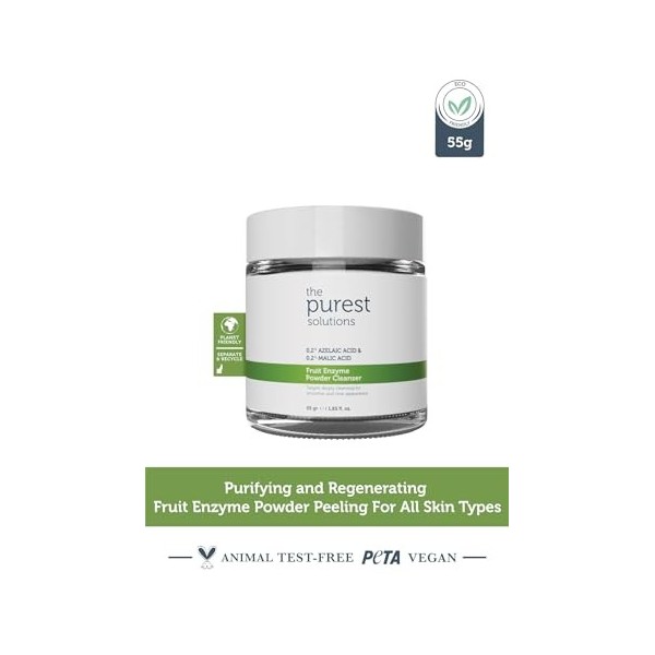 The Purest Solutions Fruit Enzyme Powder Cleanser 0,2% Azelaic Acid & 0,2% Malic Acid - Pore Cleaning & Skin Regeneration -