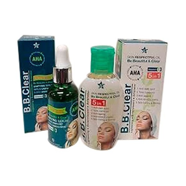 B.B clear huile et sérum eclaircissant anti tâches clarifiant a base de vitamine E et acides des fruits 60ml et 30ml
