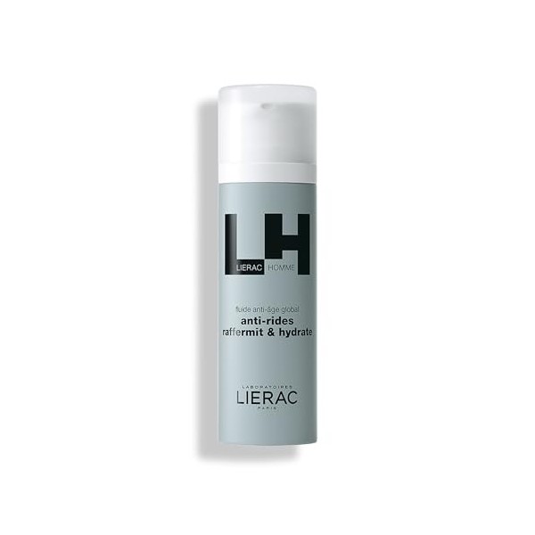 Lierac Homme - Fluide Anti-Âge Global 50ml - Soin Visage Hydratant et Raffermissant - Réduit les Rides, Lisse les Traits et R