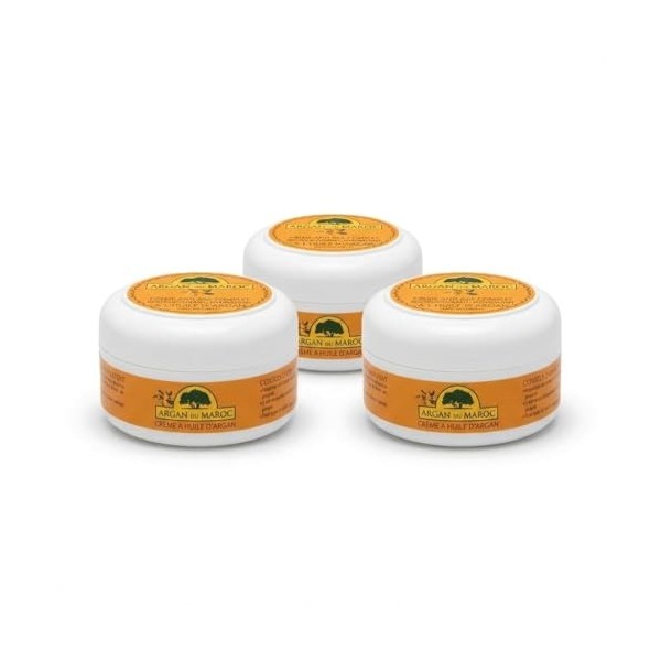 Lot de 3 Crèmes Anti-Rides à l’Huile d’Argan du Maroc – Soin Visage & Contour des Yeux – Jour & Nuit – Hydratant, Nourrissant
